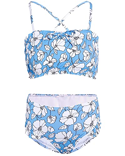 As Rose Rich Girls Bathing Suits 7-16 - Two Piece Swimsuits For Girls - Summer Beach Sports Bikini For Kids Upf50+ Blue Bell Xl/16 #TOP23