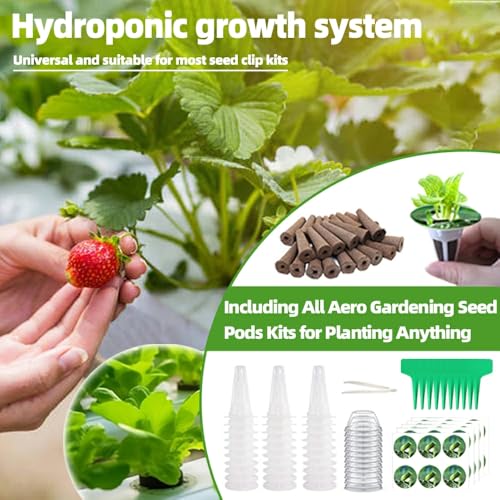 Image of 101pcs Hydroponic Pods Kit - Grow Anything Seed Pods with 30 Grow Sponges, 30 Labels, 15 Grow Baskets & Domes 10 Plant Tags and 1 tweezer | Fits Most Indoor Gardening Planting Systems