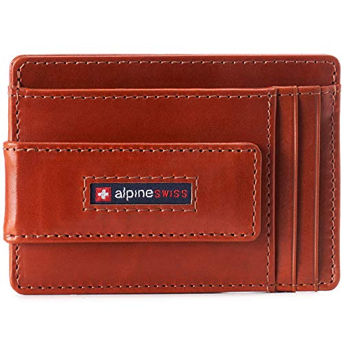 Image of alpine swiss Harper Mens RFID Slim Money Clip Front Pocket Wallet Minimalist Leather ID Card Holder