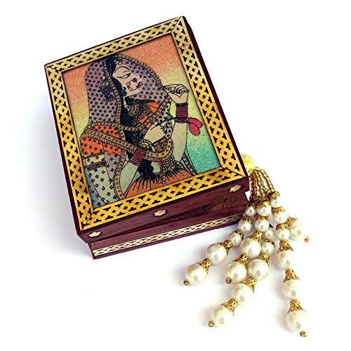 Image of Wood Rectangular Gemstone Jewellery Box (3.25 x 4.25 x 1.5 inch, Brown)