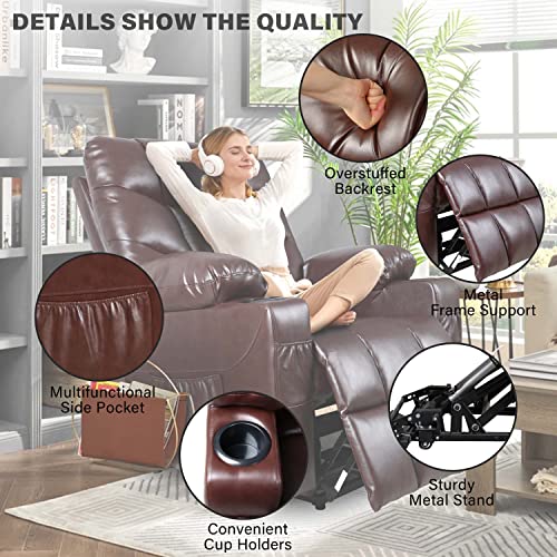 Iw I Wish Power Lift Recliner, Lift Chairs Recliners For Elderly, Recliner Chair, With Vibration Massage And Lumbar Heat, Side Pocket, Cup Holder For Living Room (Dark Brown-Pu) #TOP4