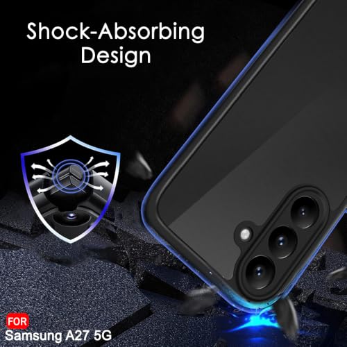 Image of TheGiftKart Hybrid Shockproof Back Cover Case for Samsung Galaxy A27 5G | Camera Protection Module | Hard Back Cover Case for Samsung A27 5G (PC & TPU, Translucent Smoke Matte Back, Black Sides)