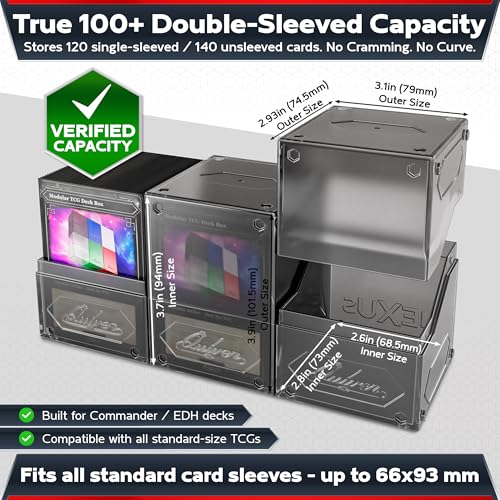 Image of Quiver Time 360 Modular Nexus DeckBlock - Durable Stackable MTG Deck Box for Commander fits 100+ Cards | Stylish 100 Card Deck Box MTG | Interchangeable TCG Decks Boxes (1 pcs, Black)