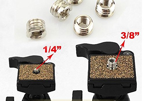 Set Di 4 Adattatori Filettatura 1/4″ A 3/8″ – Doppia Estremità In Ferro Cromato Per Fotocamere, Treppiedi E Flash - 2