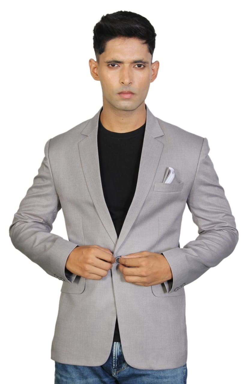MINAAR CREATIONSMen's Slim Fit Breasted Solid Blazer