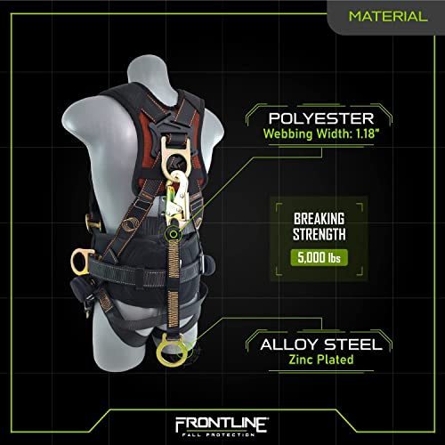 Image of Frontline ACEL18S D-Ring 18 inch | high-Tenacity Polyester Webbing Extension Lanyard | ANSI Z359.13 & OSHA Applicable (18 inch Extension Lanyard) Black