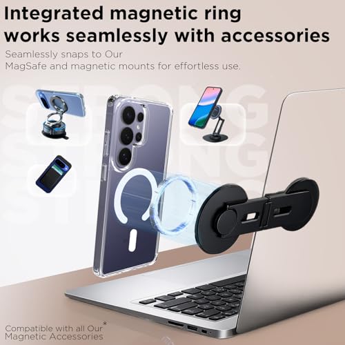 Image of RIGGEAR Shockproof Clear Hybrid Armor Magnetic Back Cover Case Compatible with MagSafe Accessories for Samsung Galaxy S26 Ultra (Transparent PC and TPU Bumper)