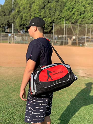 KishKesh Personalized Sports Duffel Bag – Ideal for Martial Arts, Gym, Travel, Training, & Workout – Durable, Costumizable Name & Text – Red, 22" x 11" x 10"2