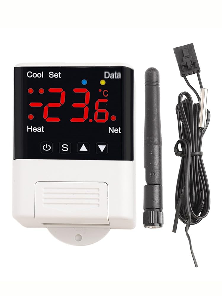 Whychstore Thermostat numérique pour aquarium et incubateur - 110 V-230 V AC 10 A - Chauffage et refroidissement - Télécommande par smartphone
