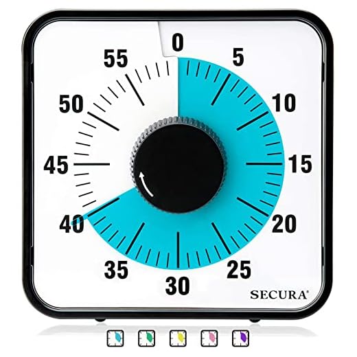 Secura 60-Minute Visual Countdown Timer, 7.5-Inch Oversize Classroom Visual Timer for Kids and Adults, Durable Mechanical Kitchen Timer Clock with Magnetic Backing (Blue)