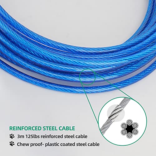 Petphabt heavy duty Dog tie out cable 10ft(3m) for large dog outdoor yard camping garden park pet tie out cable Blue 125lbs - Image 2