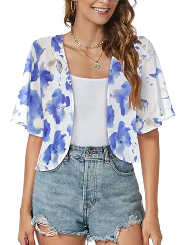 Image of ZNVGIRL Women Shrug Chiffon Cardigans Open Front Short Sleeve Bolero for Evening Dressy 2026