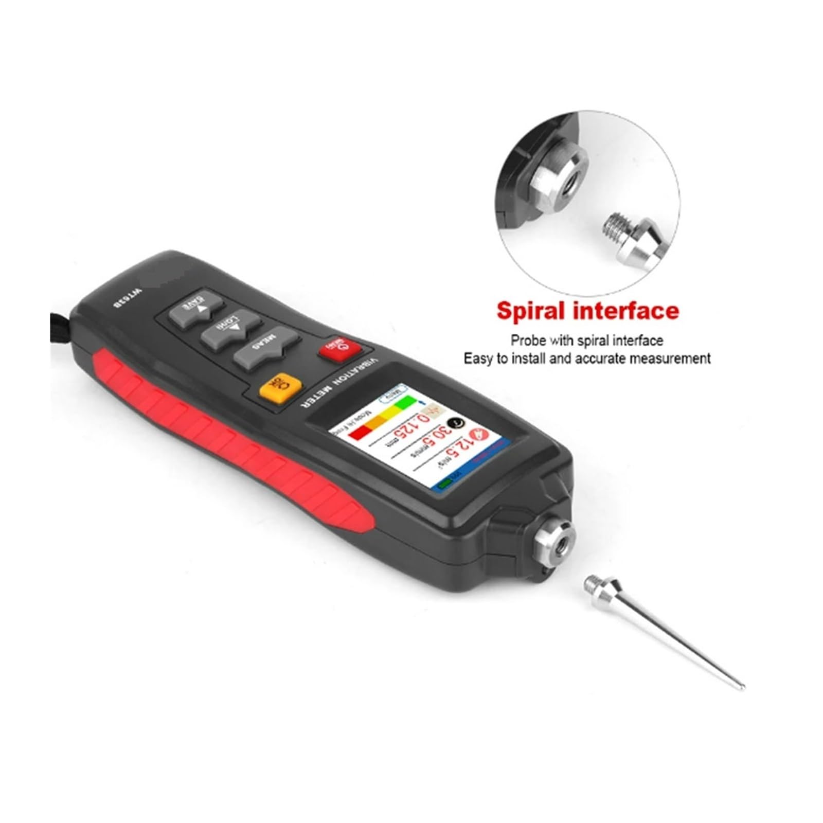 Medidor de vibraciones, Analizador de vibraciones Medidor de vibraciones digital Probador portátil WT63B con alta precisión,para maquinaria en movimiento