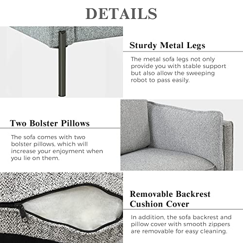 Merax 76" Upholstered Sofa With Square Arms-Living Room Furniture-3 Seats Couch For Small Spaces Sectional, Gray #TOP4