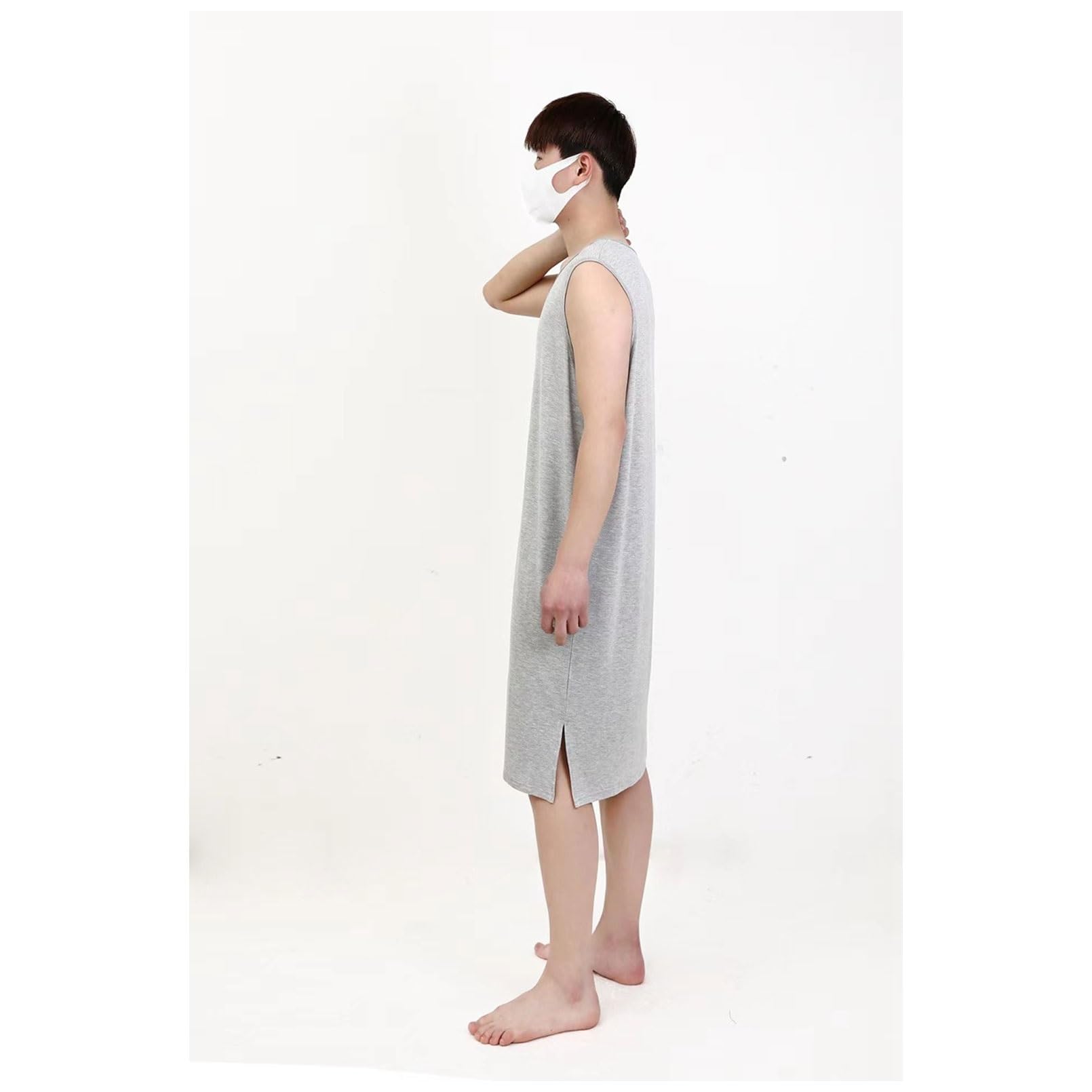 Robes vêtements de Nuit Chemises de Nuit sans Manches pour Hommes, Pyjamas modaux Classiques pour Hommes Chemise de Nuit Ultra Douce Robe de Nuit Ample