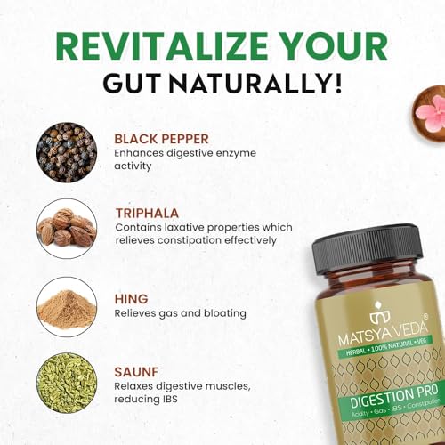Image of Matsya Veda Digestion Pro Ayurvedic Digestive Wellness Supplement | Healthy Digestion & Gut Balance | 180 Capsules | Pack of 3
