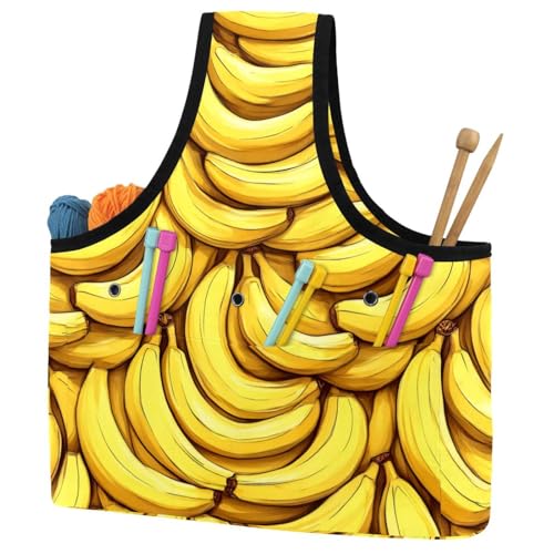 Oxford Fabric Crochet Bag, Banana Pattern Yarn Bag and Tote