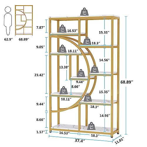 Image of Tribesigns Bookshelf Industrial 5 Tier Etagere Bookcase, Freestanding Tall Bookshelves Display Shelf Storage Organizer with 9-Open Storage Shelf for Living Room, Bedroom