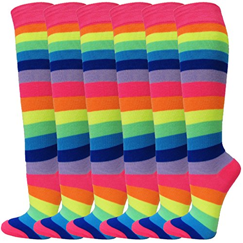 Image of SocksKnee Women Multi-Pack Colorful Variety Design Assorted Activewear Knee-High Stocking Socks, 9-11