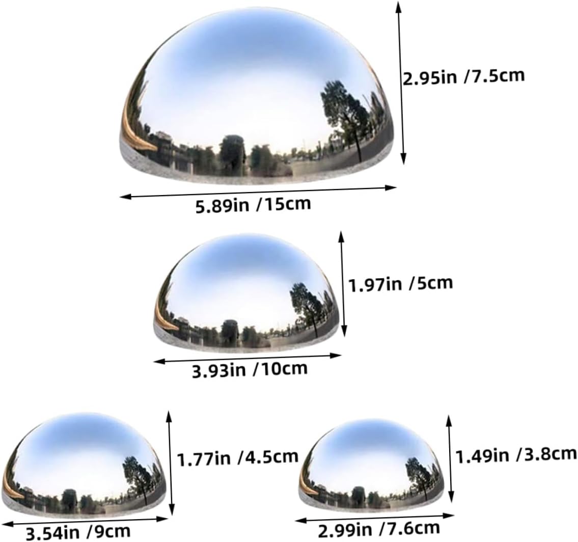 MERRYHAPY 7pcs Stainless Steel Mirror Sphere Gazing Balls Set for Outdoor Garden Decoration, Polished Hollow Reflective Globes in 4 Sizes (76/90/100/150mm)