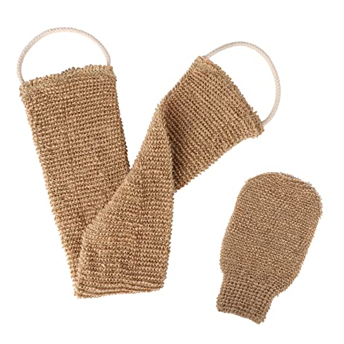 Gant Exfoliant, Gant De Crin Gant Kessa avec Bande Dos Exfolian Pour Hammam Nettoie et Purifie Votre Peau Naturellement Élimine Les Peaux Mortes Efficacement pour Corps Et Visage Femme Et Homme