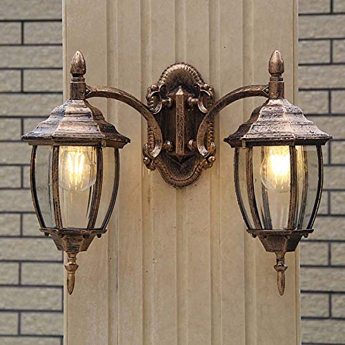 Applique murale extérieure 2-lights E27 étanche pour éclairage de façade antique