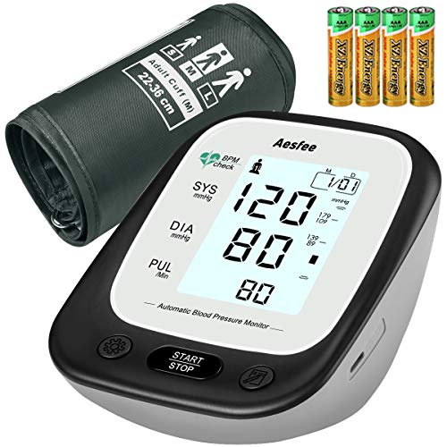 Blood Pressure Monitor Upper Arm with Adjustable Cuff, Digital Blood Pressure & Heart Rate Pulse Monitors Accurate Automatic BP Machine for Home Use, Dual User 2 x 90 Memories, Backlit Display
