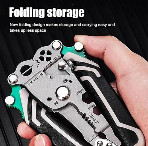 Image of Multi-Function Wire Stripper Tool, Stainless Steel, with Cutting, Crimping and Gripping, Ergonomic Anti-Slip Handle, 10-16 AWG