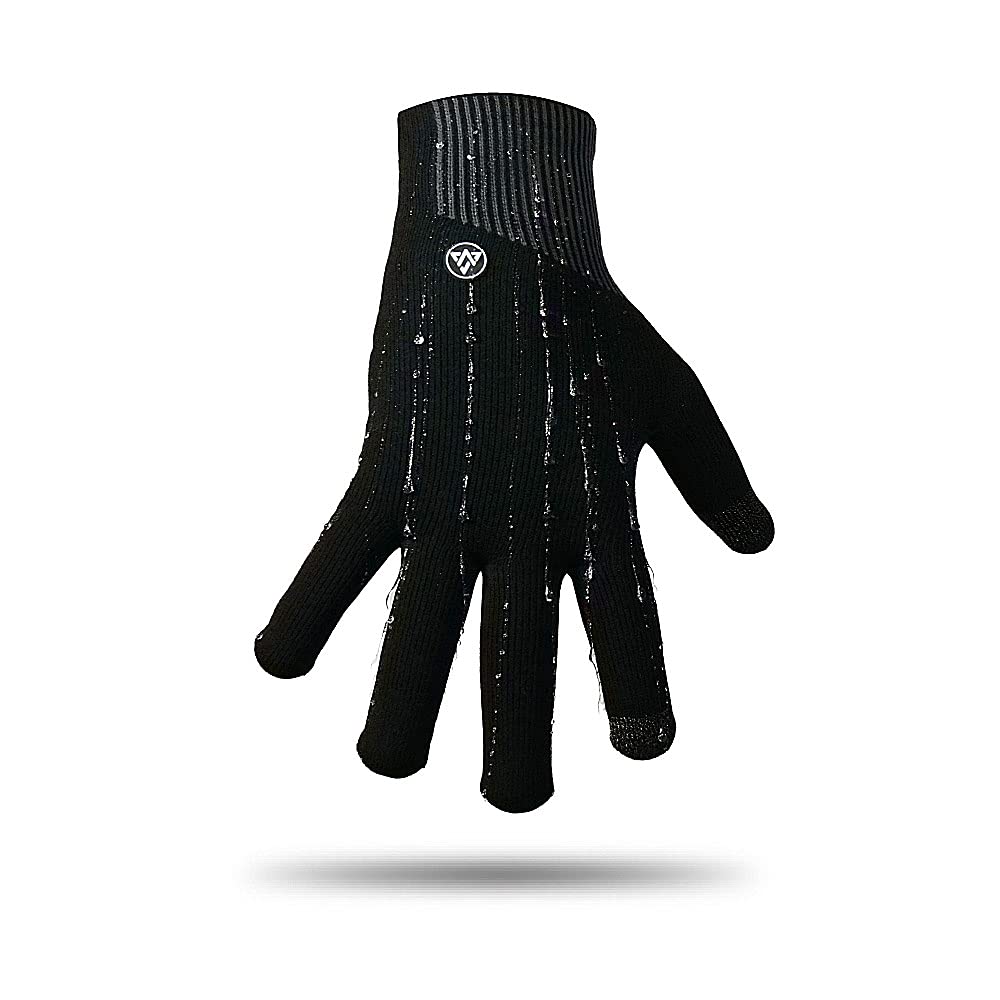 VERJARI® Guanti Impermeabili e Traspiranti per Uomo e Donna | Ideali per Gli Sport all'aperto Come Ciclismo, Escursionismo, Corsa, Golf | Lana Merino | Nero