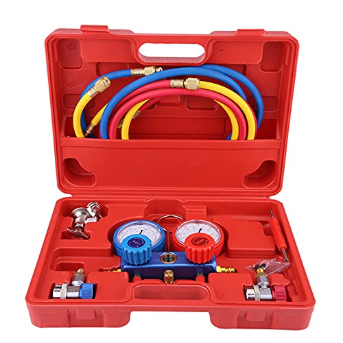 Kältemittel Klimaanlage Split Monteurhilfe R134A Kältemittel-Manifold-Messgerät Set, A/C-Verteiler-Messgeräteset der Klimaanlage mit 5-Fuß-...