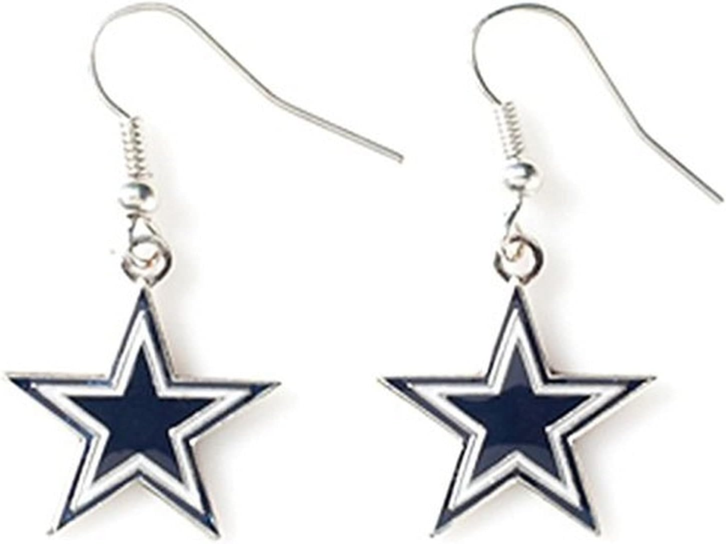 NFL Dallas Cowboys Logo Dangler Earrings , Silver, Size 2.5
