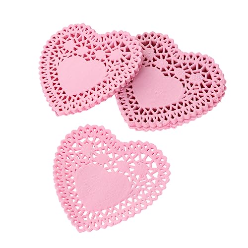 FUNOMOCYA Valentine Paper Placemats Bulk Cut Out Heart Shaped Cake Base Paper Lace Food Doilies Oil Proof Floral Diy Doily Crafts Random