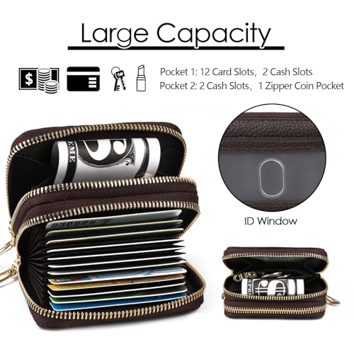 Image of imeetu Rfid Credit Card Holder,Genuine Leather Businese Card Case,Rfid Blocking Wallet for Women & Men