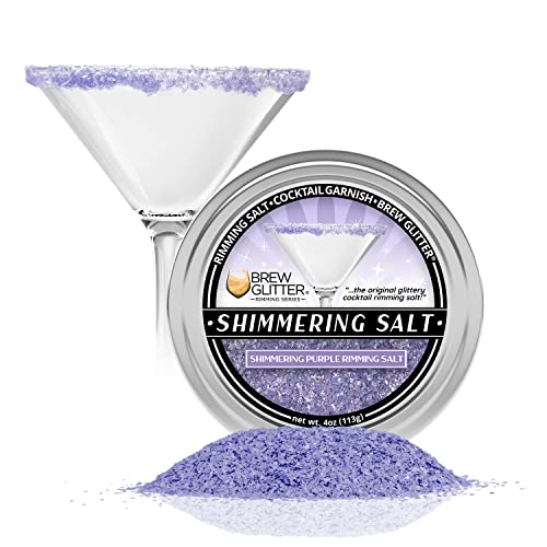 Brew Glitter - Shimmering Purple Rimming Salt (4oz, 1x Bar Tin) Edible Glitter Blended Cocktail Garnish for Mixed Drinks and Beverages
