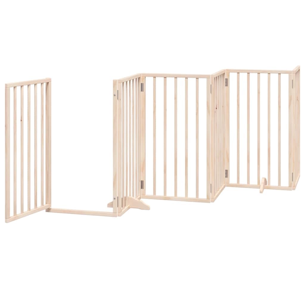 Puerta plegable para perros de 15 piezas de madera de álamo de 750 cm con puerta, independiente, ideal para interior y exterior, protección segura para cachorros y perros, fácil de transportar