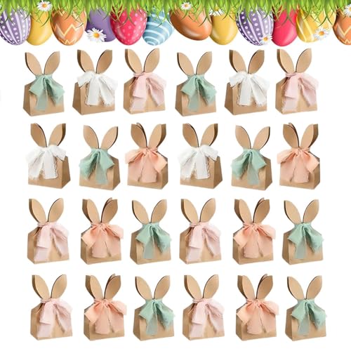 Oreilles de lapin en papier pour sacs cadeaux de Pâques boho ornés de fleurs séchées durables