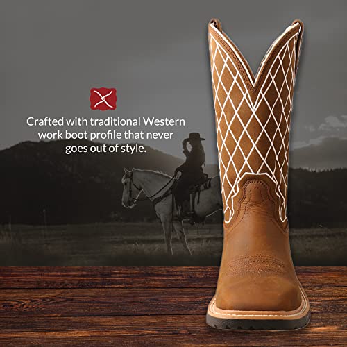 Twisted X Women’s 11” Pull On Work Boot - Mud Boots Designed With Full-Grain Leather Vamp And Shaft, Compression-Molded Molasses Eva Midsole, Air-Mesh Lining, Rubber Outsole, And Removable Footbed, Oiled Saddle & Dark Brown With Nano Toe 9 B #TOP4