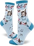 ModSocks Women's Fuck Off Kitty Cat Crew Socks in Aquamarine
