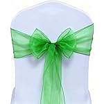 Elegant Organza Chair Sashes Sheer Fabric Sashes for Weddings, Parties, and Special Events - (Pack of 10 Pieces, Green)