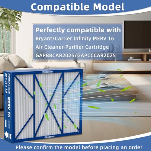 Image of GAPCCCAR2025 Filter MERV 16 Replacement Compatible with Bryant /Carrier Infinity Air Cleaner Purifier Cartridge GAPBBCAR2025 /GAPCCCAR2025, 20 inch x 25 inch(actual size: 24.4 inch x 20.7 inch x 3.5 inch）