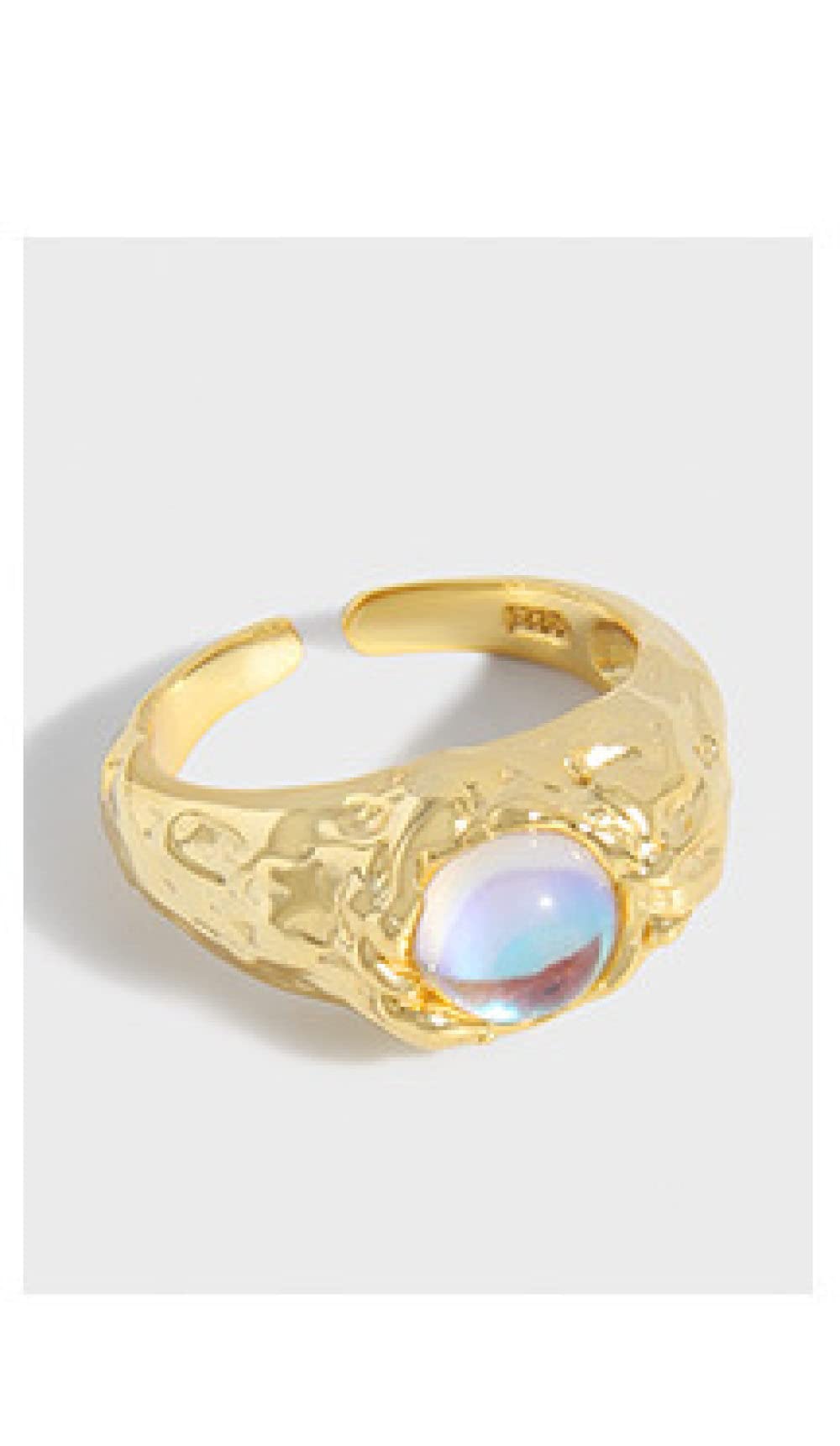 Anello Regolabile,S925 Anello In Argento Sterling Con Pietra Di Luna Anelli Regolabili Anello Aperto In Argento Anello Per Il Pollice Anello Eterno Fascino Di Nozze Gioielli Regali Per Uomini Ragazz