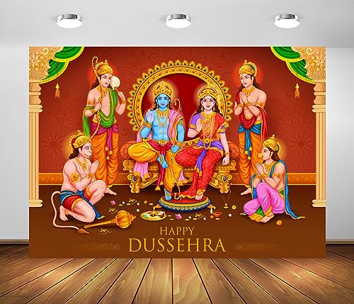 BELECO 7x5ft Fabric Happy Dussehra Backdrop India Traditional Background Lord