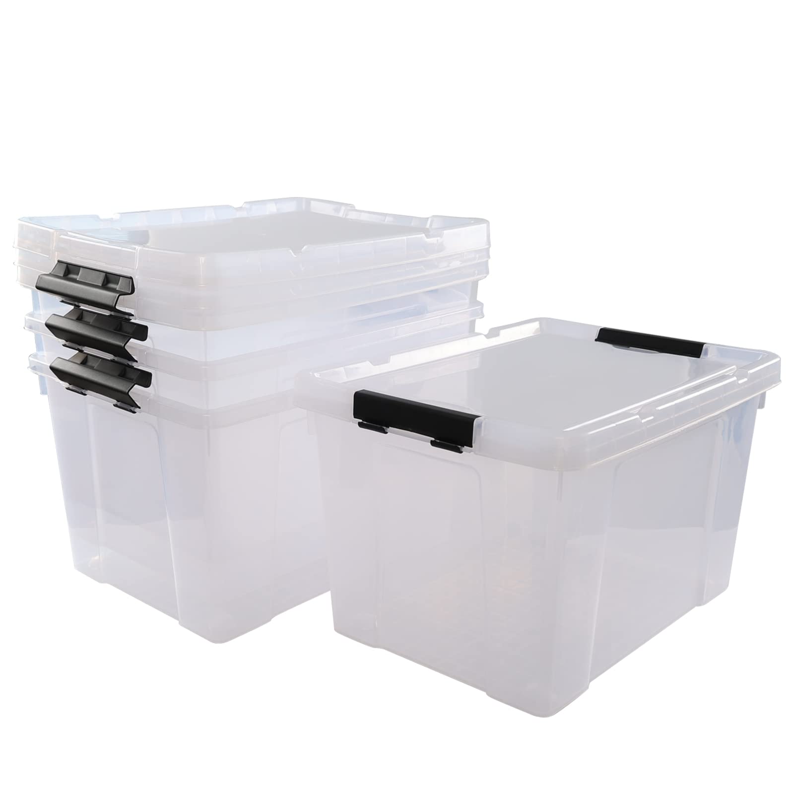 Afromy 50 Qt Wheeled Underbed Storage Box, Large Clear Plastic