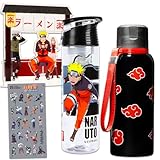 Naruto Water Bottle Set - Bundle of 12 Oz Sports Bottle with Strap and 25 Oz Fruit Infuser Plus More | Naruto Drinking Tumbler Merchandise for Adults