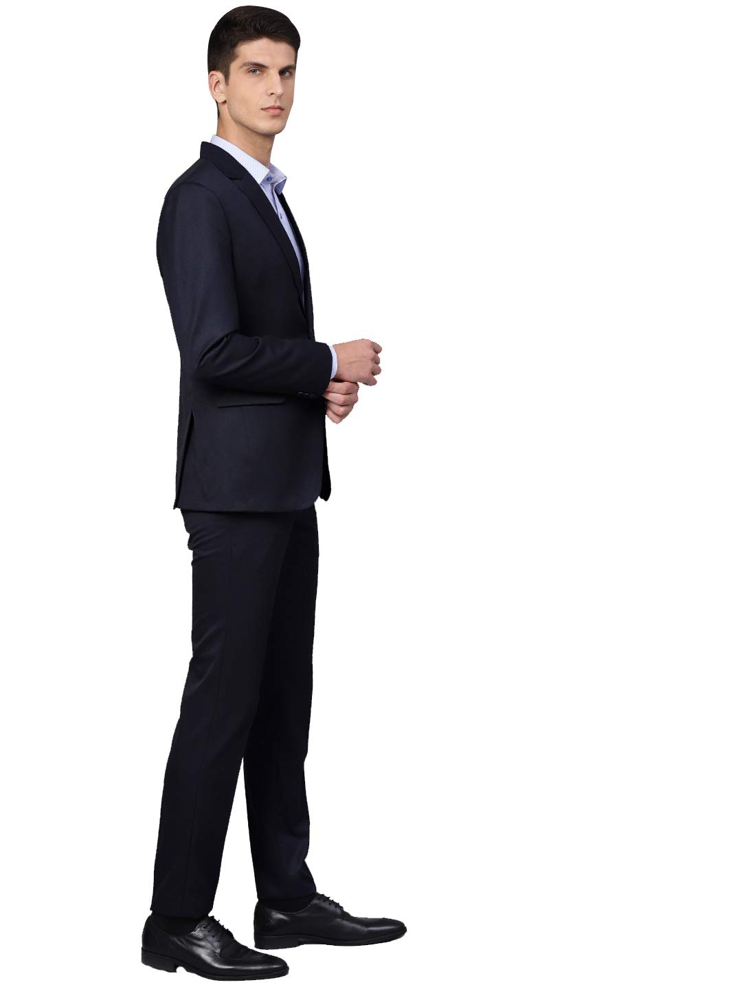 MANQ Men's Slim Fit Suit (Navy Blue, 36) 1