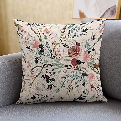 Vintage Fable Floral Throw Pillow Covers 18"X18" Pillowcase For Bedroom Aesthetic Cushion Cover Home Decor Dormitory College Living Room Bed Sofa Couch #TOP1