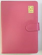 5 Year Undated Leather Look A5 Week To View Padded Diary Pink