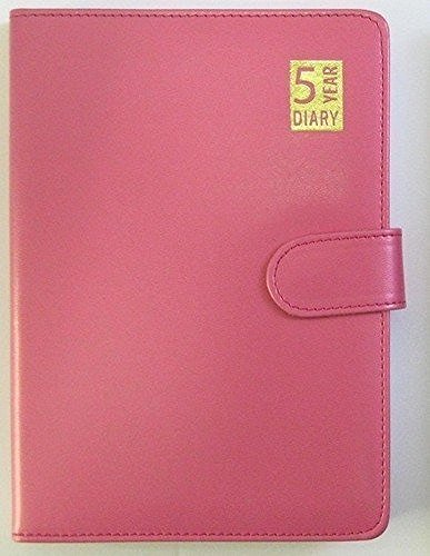 5 Year Undated Leather Look A5 Week To View Padded Diary Pink