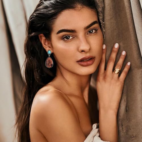 Western Earrings Jewelry for Women, Turquoise Country Style Jewelry for Concerts & Festivals, Lightweight Western Outfit Accessories2