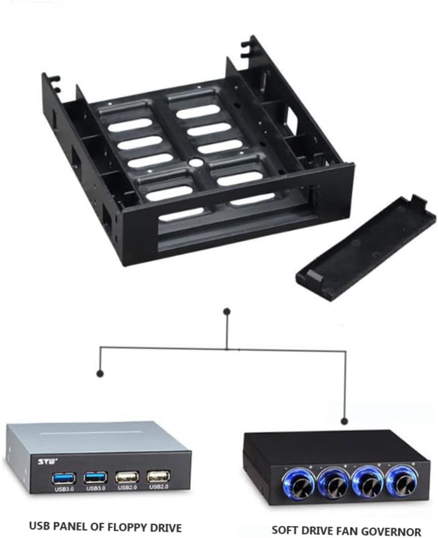 Mikikit 3pcs Front Bay Adapter Mounting Bracket for Optical Drive Easy Installation Ventilated Design for Heat Dissipation Stable and Strong Material